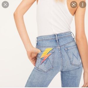 MOTHER Denim- the Tomcat Ankle in Helter Skelter- Lightning Bolt Jeans